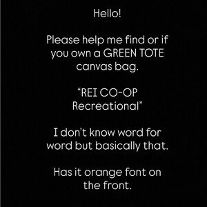 Green Tote Bag with Orange Font